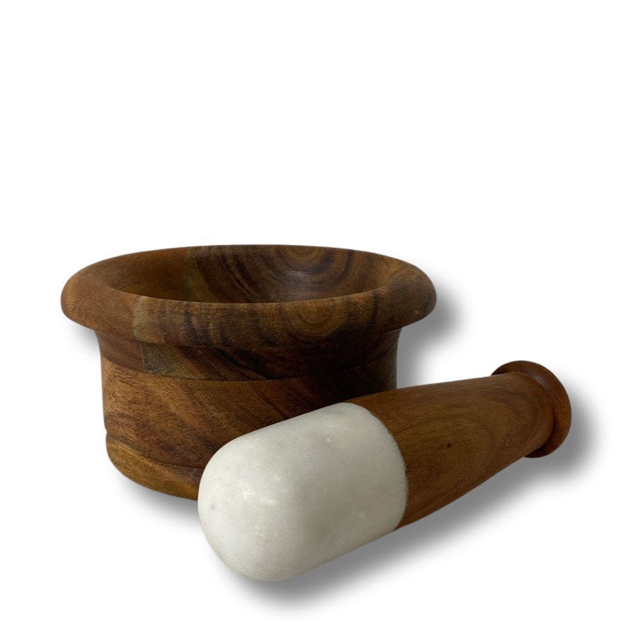 WOODY MORTAR & PESTLE